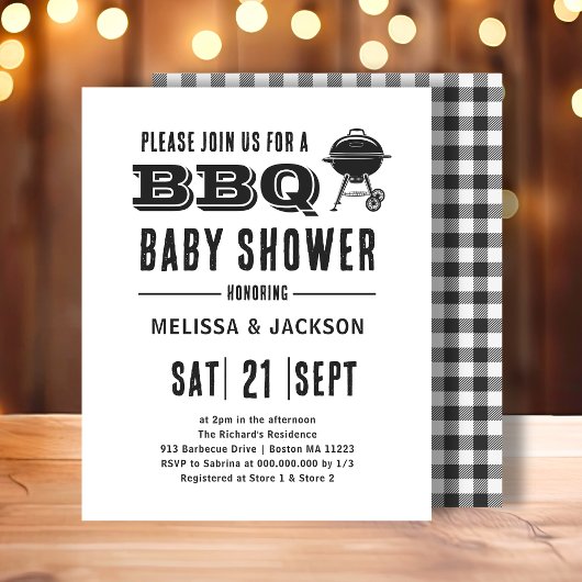 Achtertuin BBQ Baby shower Budget Uitnodiging