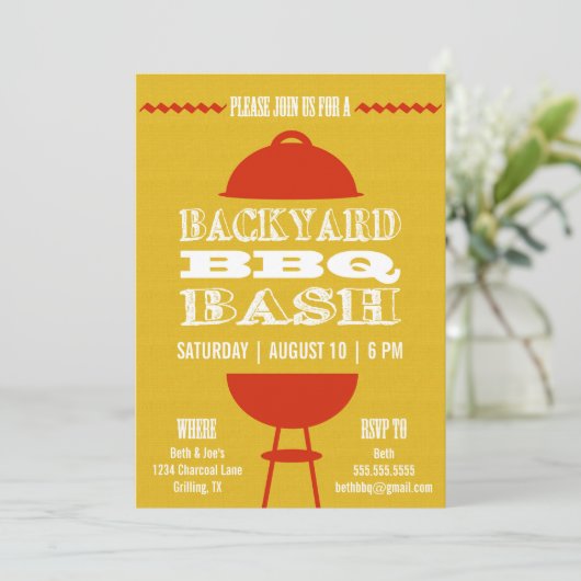 Achtertuin BBQ Barbecue Bash | partijuitnodiging 5 Kaart (Staand voorkant)