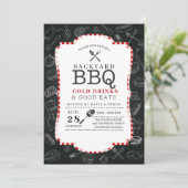 Achtertuin BBQ Barbecue Uitnodiging (Staand voorkant)