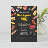  achtertuin BBQ Barbecue Verjaardagsfeest Kaart (Staand voorkant)