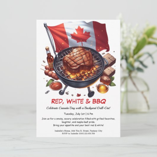 Achtertuin BBQ Bash | Canada Day Kaart (Staand voorkant)
