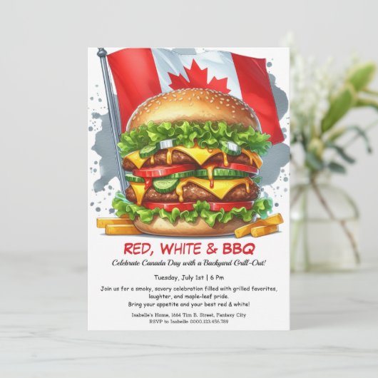 Achtertuin BBQ Bash | Canada Day Kaart (Staand voorkant)