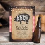 Achtertuin BBQ Birthday Party Rustic String Lights Kaart<br><div class="desc">Rustic String Lights Backyard BBQ Birthday Party Invitations.</div>