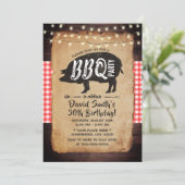 Achtertuin BBQ Birthday Party Rustic String Lights Kaart (Staand voorkant)