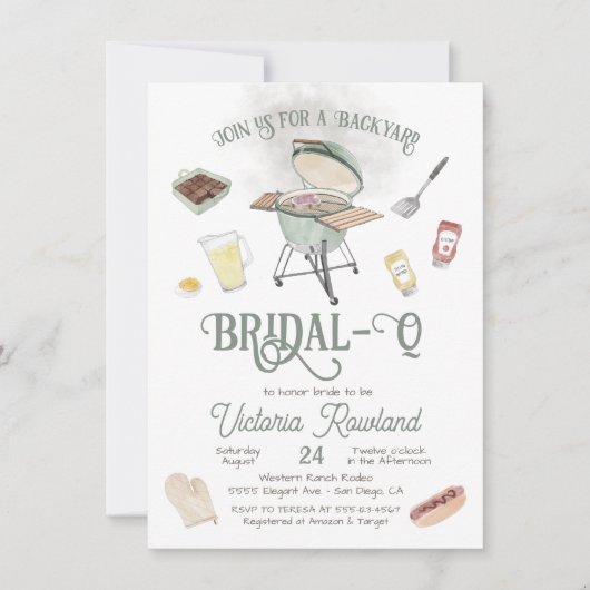Achtertuin BBQ Bruids Q Douche Kaart (Voorkant)
