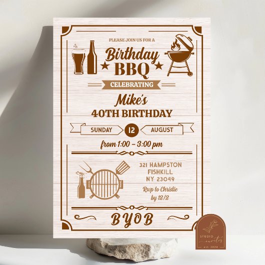 Achtertuin BBQ en bier verjaardagsfeestje Kaart