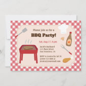 Achtertuin Bbq Feest Rood Geruit Patroon Kaart (Voorkant)