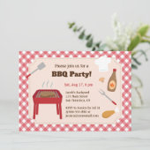 Achtertuin Bbq Feest Rood Geruit Patroon Kaart (Staand voorkant)