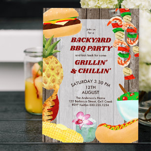 Achtertuin BBQ-feest Rustic Chillen en Grilleren Kaart