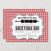 Achtertuin BBQ Grill met Red Gingham Kaart (Voorkant / Achterkant)