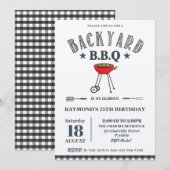 Achtertuin BBQ Male Birthday Black Gingham Craft Kaart (Voorkant / Achterkant)
