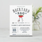 Achtertuin BBQ Male Birthday Black Gingham  Kaart (Staand voorkant)