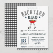 Achtertuin BBQ Male Birthday Black Gingham  Kaart (Voorkant / Achterkant)