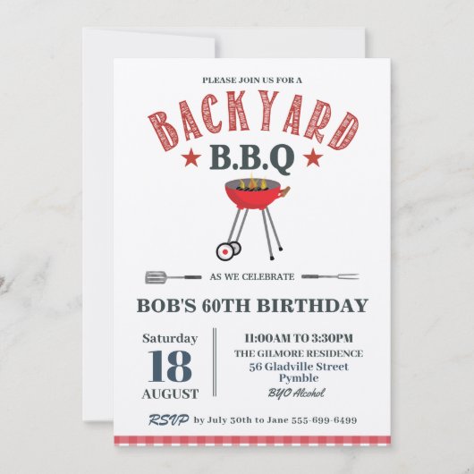 Achtertuin BBQ Male Birthday Red Gingham Craft Kaart (Voorkant)