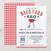 Achtertuin BBQ Male Birthday Red Gingham Craft Kaart (Voorkant / Achterkant)