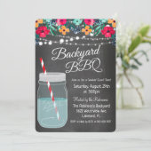 Achtertuin BBQ Mason Jar Uitnodiging (Staand voorkant)
