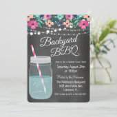 Achtertuin BBQ Mason Jar Uitnodiging (Staand voorkant)