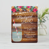 Achtertuin BBQ Mason Jar Uitnodiging (Staand voorkant)
