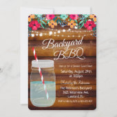 Achtertuin BBQ Mason Jar Uitnodiging (Voorkant)
