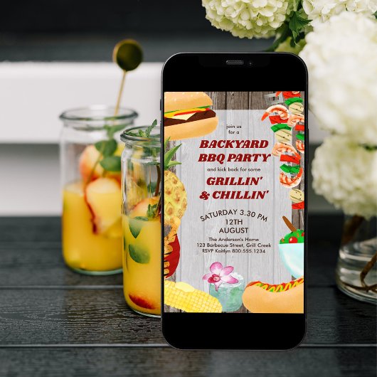 Achtertuin BBQ Party Rustieke Chillin en Grilling Kaart