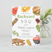 Achtertuin BBQ Summer Party Kaart (Staand voorkant)