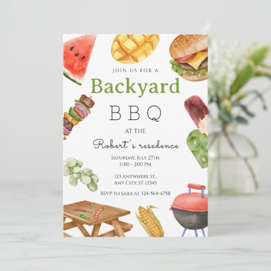 Achtertuin BBQ Summer Party Kaart (Staand voorkant)