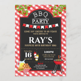 Achtertuin BBQ Surprise Verjaardagsfeest Red Gingh Kaart