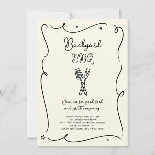 Achtertuin BBQ Zomer Barbeque Cookout Party Kaart (Voorkant)