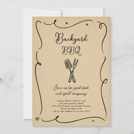 Achtertuin BBQ Zomer Barbeque Cookout Party Kaart (Voorkant)