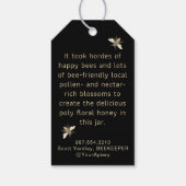Achtertuin Bijen Honey Jar Neck Label Zwart Cadeaulabel (Achterkant)