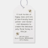 Achtertuin Bijen Honing Jar Label Zonnebloem Wit Cadeaulabel (Achterkant)
