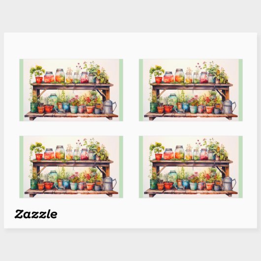 Achtertuin Bliss Rechthoekige Sticker (Vel)