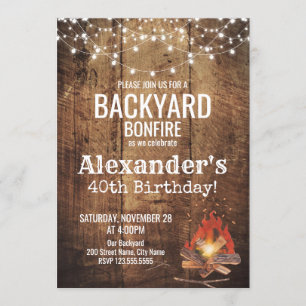 Achtertuin Bonfire Birthday Invitation Kaart