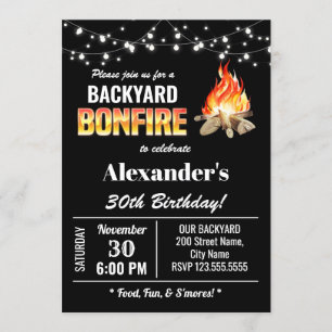 Achtertuin Bonfire Birthday Invitation Kaart