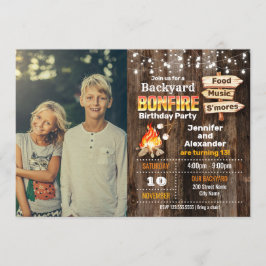 Achtertuin Bonfire Birthday Party Invitation Kaart