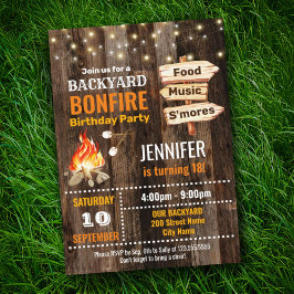 Achtertuin Bonfire Birthday Party Invitation Kaart