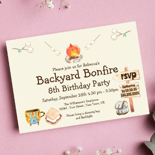 Achtertuin Bonfire Camping Birthday Party Invitati Kaart