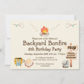 Achtertuin Bonfire Camping Birthday Party Invitati Kaart (Voorkant)