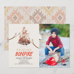 Achtertuin Bonfire Camping S'mores Verjaardag Foto Kaart