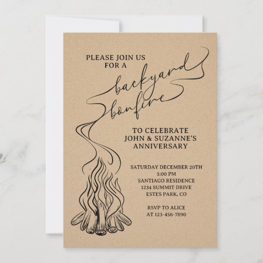 Achtertuin Bonfire Hand getrokken Kaart (Voorkant)