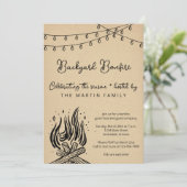 Achtertuin Bonfire Herfst Party Kaart (Staand voorkant)