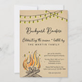 Achtertuin Bonfire Herfst Party Kaart (Voorkant)