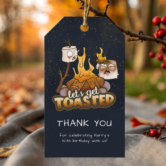 Achtertuin Bonfire Laten we geroosterde verjaardag Cadeaulabel