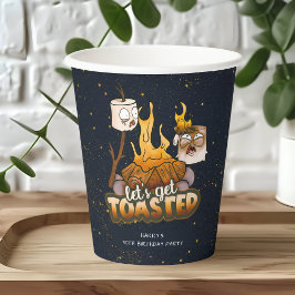 Achtertuin Bonfire Laten we geroosterde verjaardag Papieren Bekers
