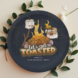 Achtertuin Bonfire Laten we geroosterde verjaardag Papieren Bordje