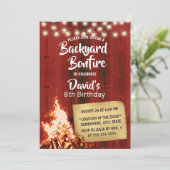 Achtertuin Bonfire Red Barn Wood Camping Birthday Kaart (Staand voorkant)