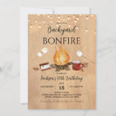 Achtertuin Bonfire Verjaardag Uitnodiging (Voorkant)