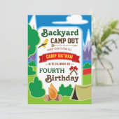 Achtertuin Camp Out | Camping Verjaardagsfeest Uit Kaart (Staand voorkant)