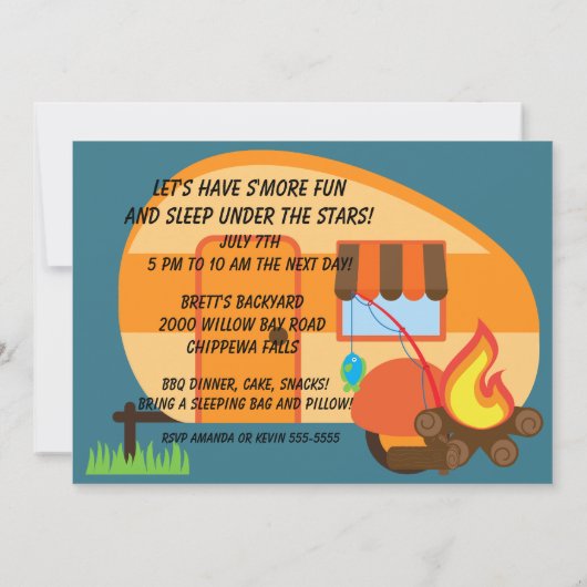 Achtertuin Camping Camping Sleepover Verjaardag Ui Kaart (Achterkant)