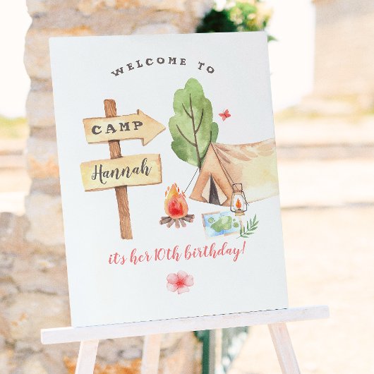 Achtertuin Camping Meisjes Verjaardagsfeest Poster